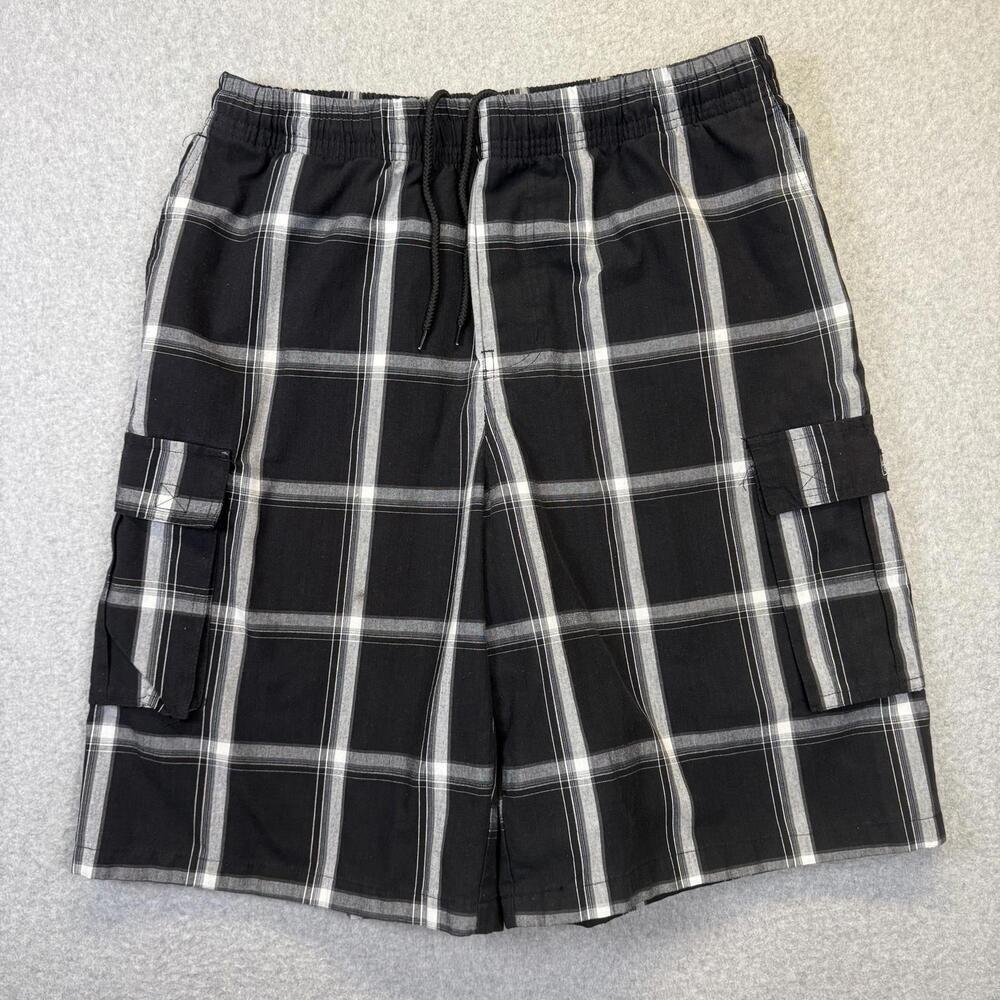 Shaka Wear Women's Size 2XL XXL Cotton Black White Striped Bermuda Style Shorts